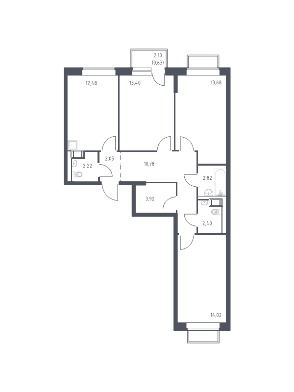 3 ккв 77,9 м²