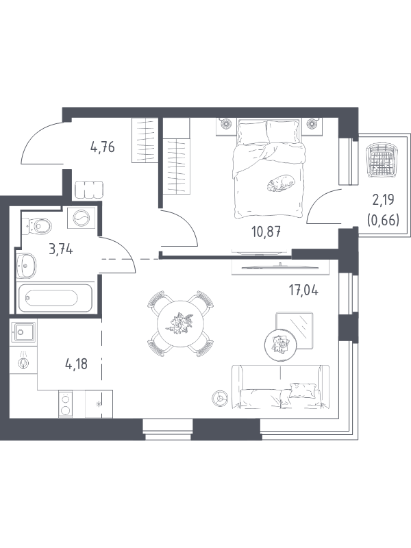 2 ккв (Евро) 41,3 м²