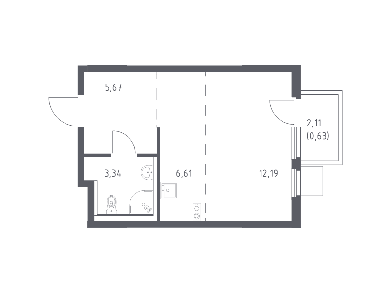 Студия 28,4 м²