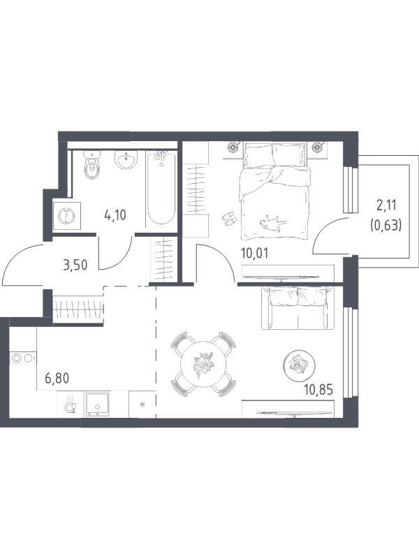 2 ккв (Евро) 35,9 м²