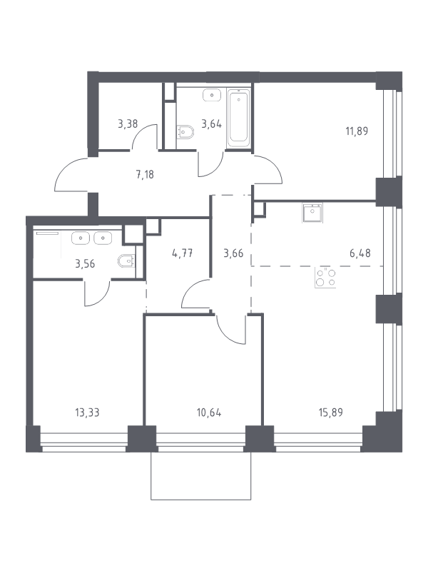 4 ккв (Евро) 84,4 м²