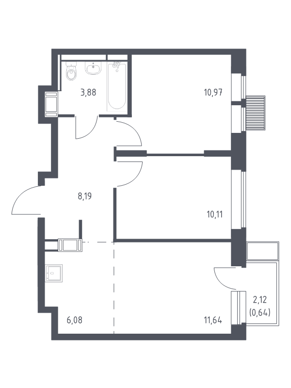 3 ккв (Евро) 51,5 м²