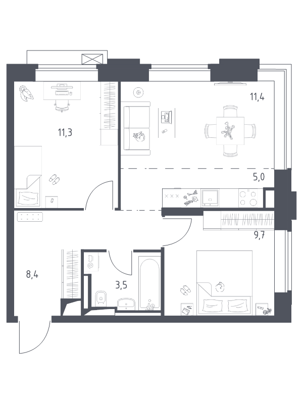 3 ккв (Евро) 49,3 м²