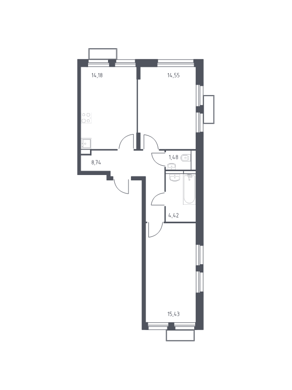 2 ккв 58,9 м²