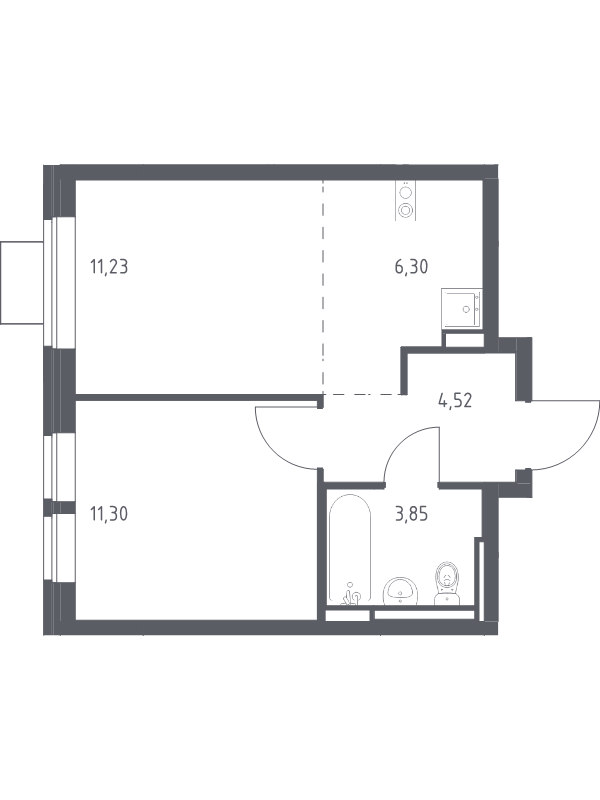 2 ккв (Евро) 37,2 м²