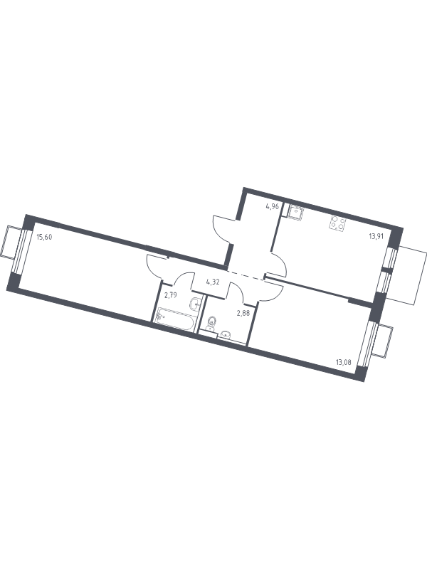 2 ккв 57,5 м²