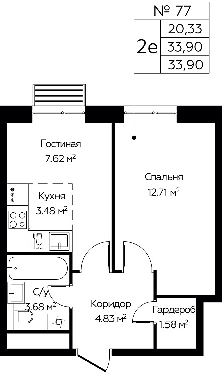 1 ккв 32,7 м²