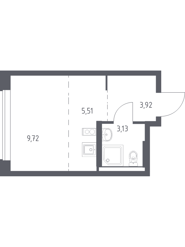 Студия 22,3 м²