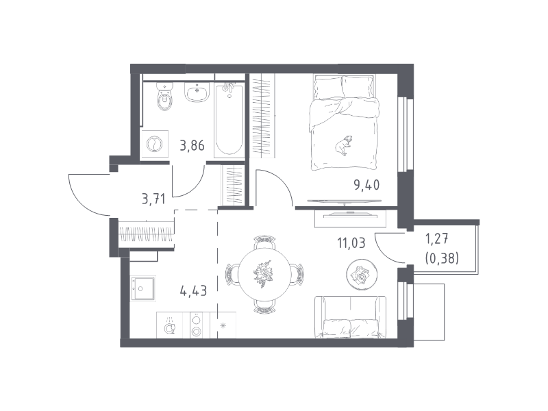 2 ккв (Евро) 32,8 м²
