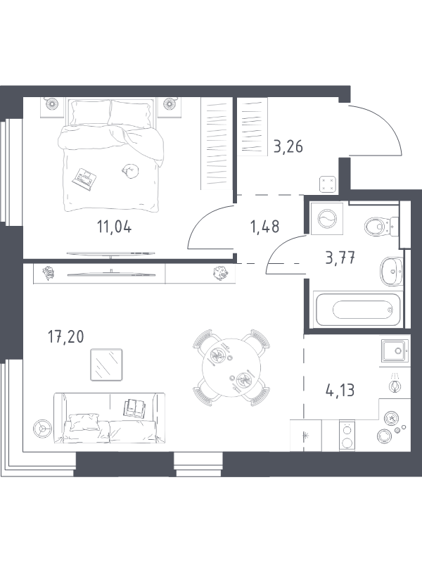 2 ккв (Евро) 40,9 м²