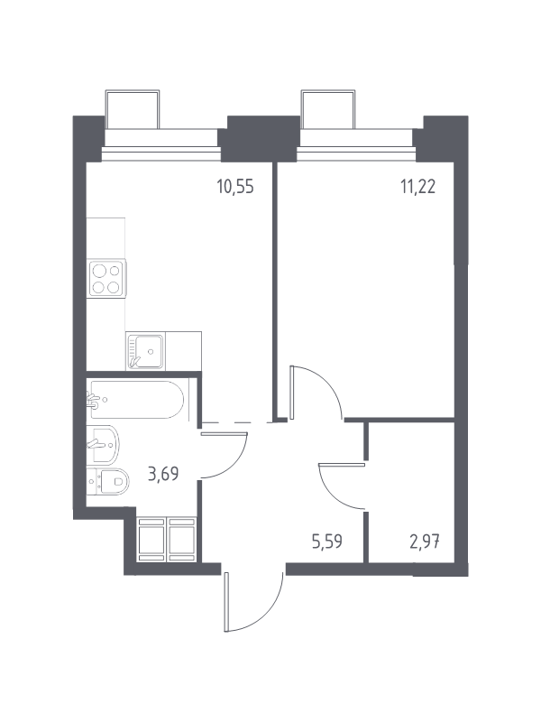 1 ккв 34,1 м²
