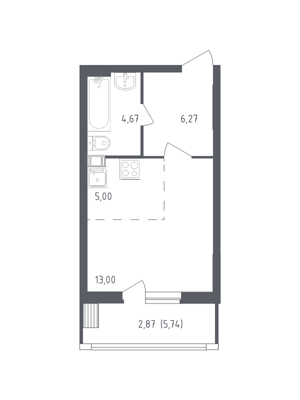Студия 31,6 м²