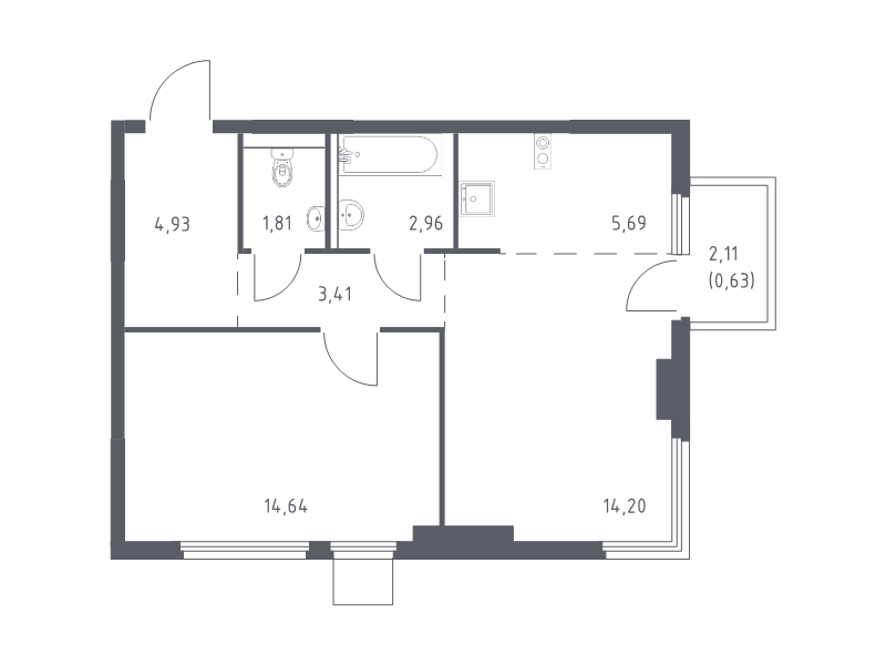 2 ккв (Евро) 48,3 м²