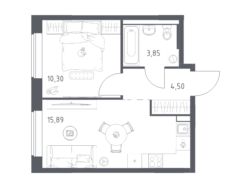 2 ккв (Евро) 34,5 м²