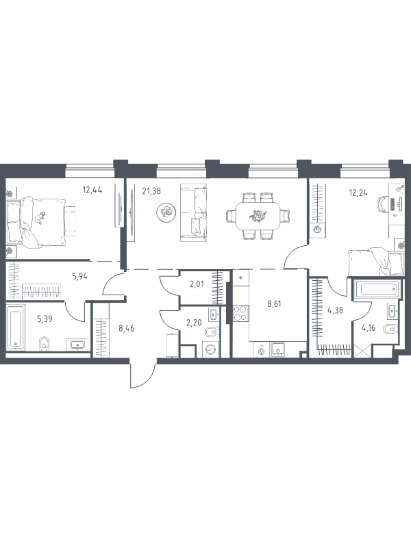 3 ккв (Евро) 87,2 м²