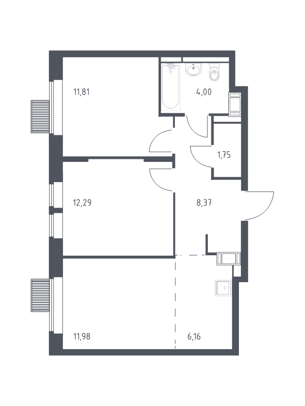 3 ккв (Евро) 56,4 м²