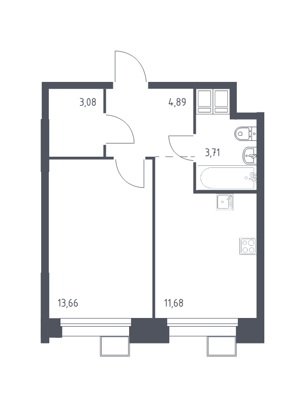 1 ккв 36,9 м²