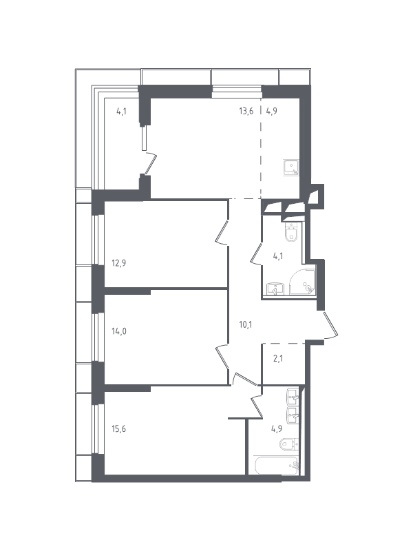 4 ккв (Евро) 85,9 м²