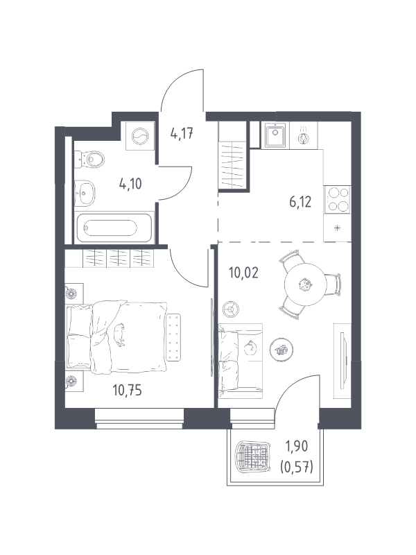 2 ккв (Евро) 35,7 м²