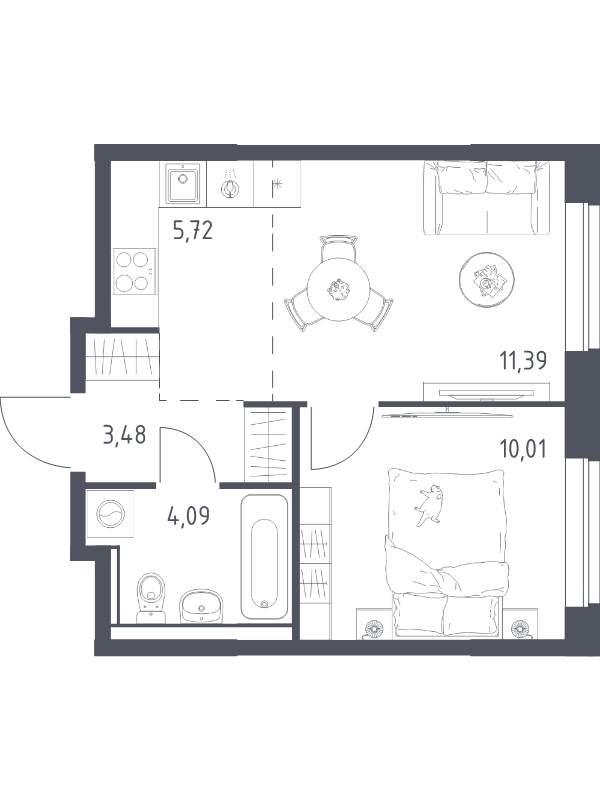 2 ккв (Евро) 34,7 м²