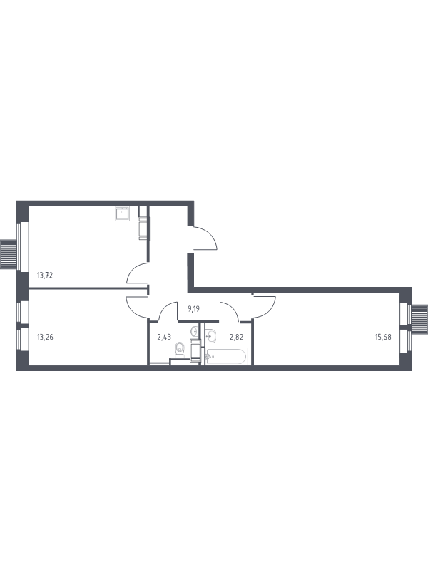 2 ккв 57,1 м²