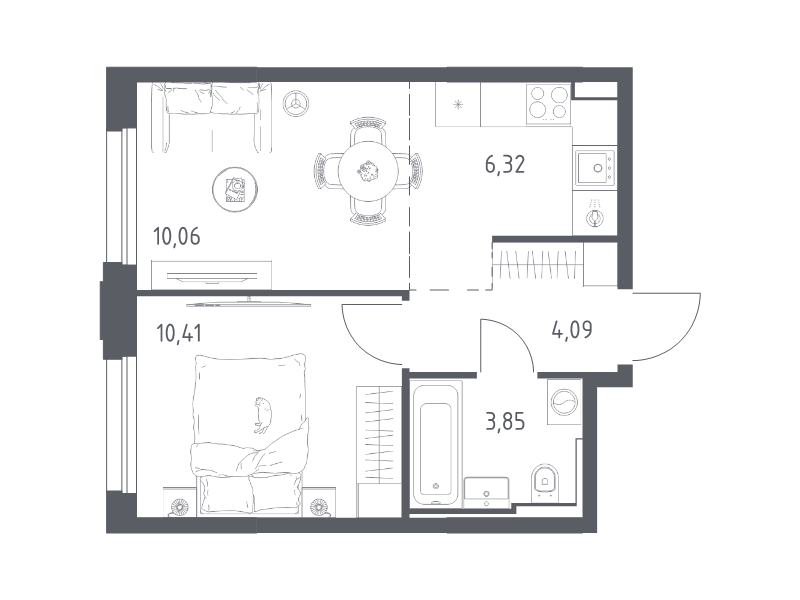 2 ккв (Евро) 34,7 м²