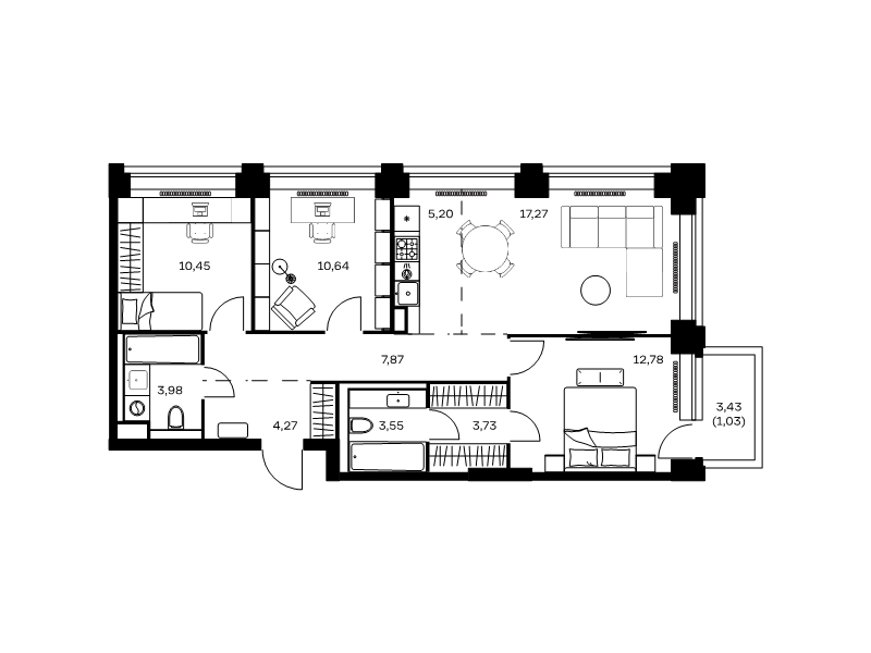 4 ккв (Евро) 80,8 м²