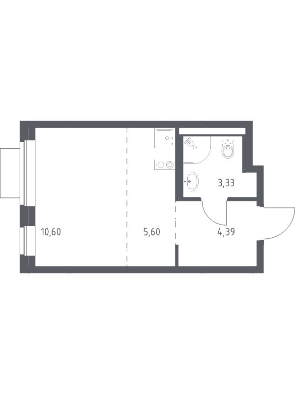 Студия 23,9 м²