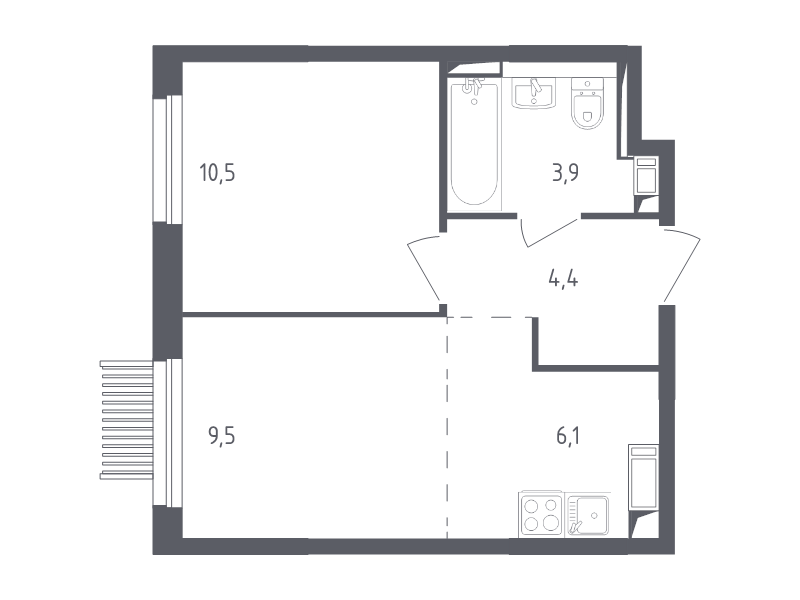 2 ккв (Евро) 33,9 м²