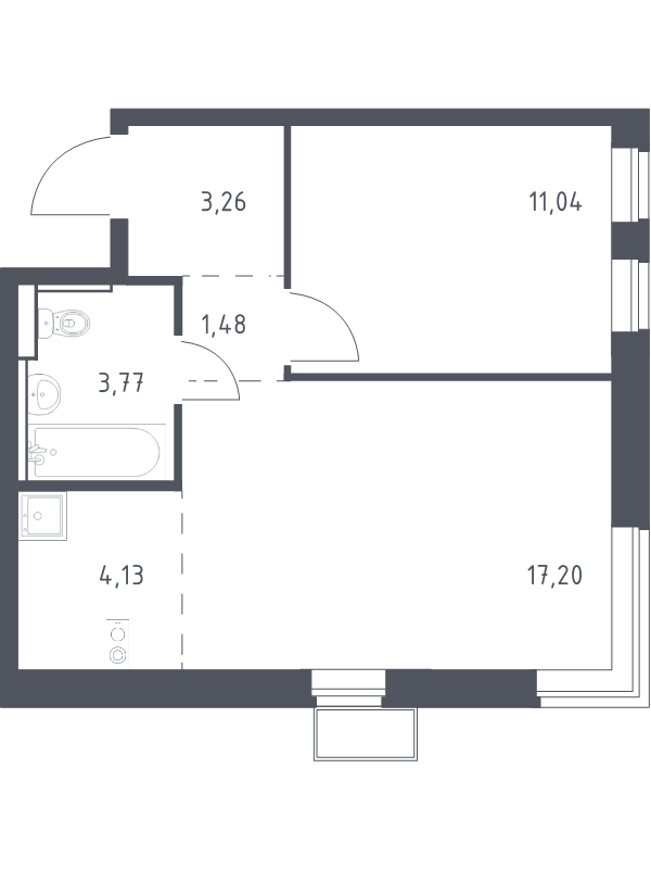 2 ккв (Евро) 40,9 м²