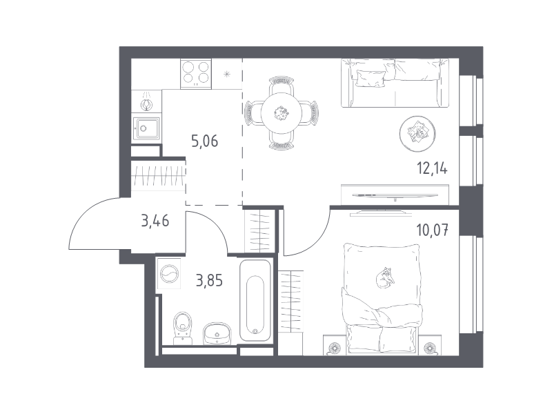2 ккв (Евро) 34,6 м²