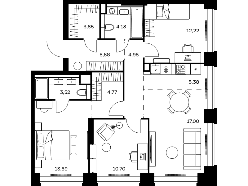 4 ккв (Евро) 85,7 м²