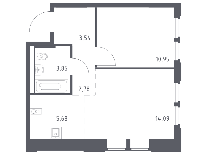 2 ккв (Евро) 40,9 м²