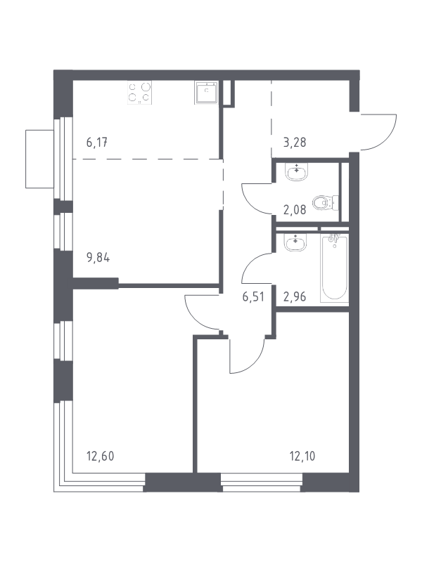 3 ккв (Евро) 54,8 м²