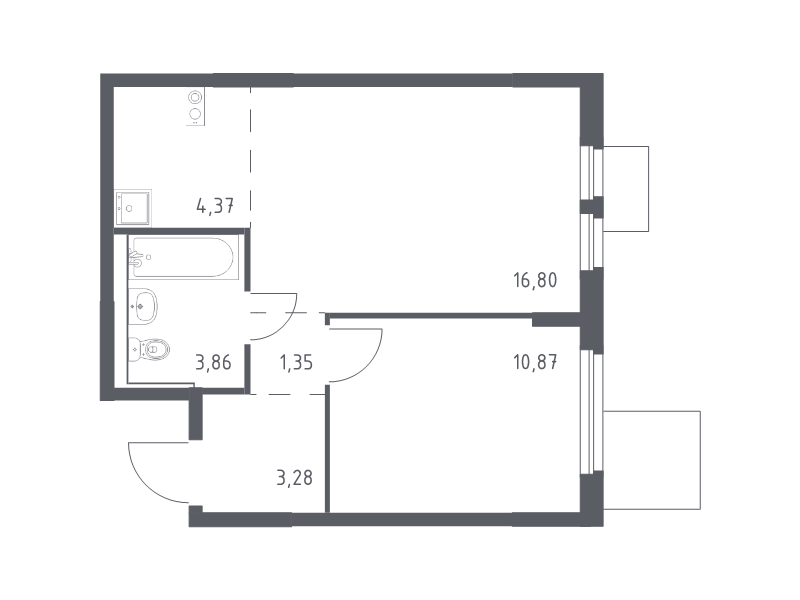 2 ккв (Евро) 40,5 м²