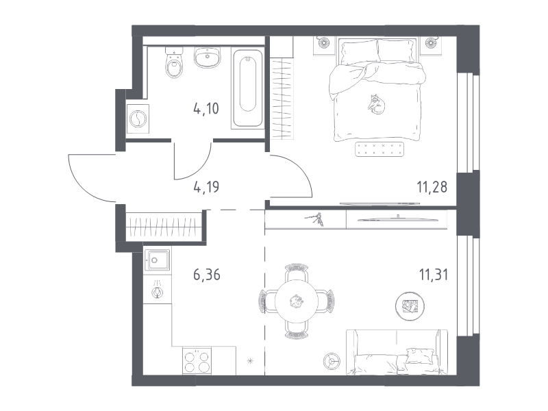 2 ккв (Евро) 37,2 м²