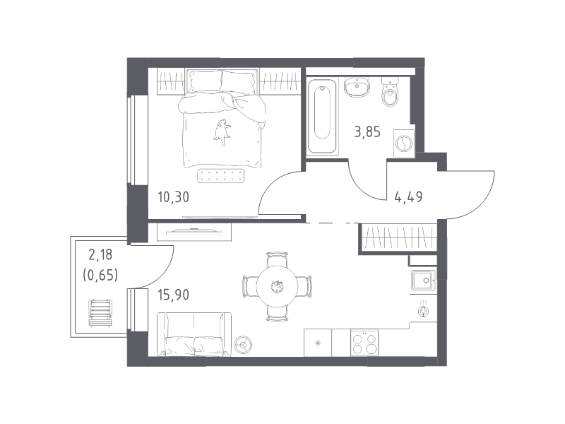 2 ккв (Евро) 35,2 м²
