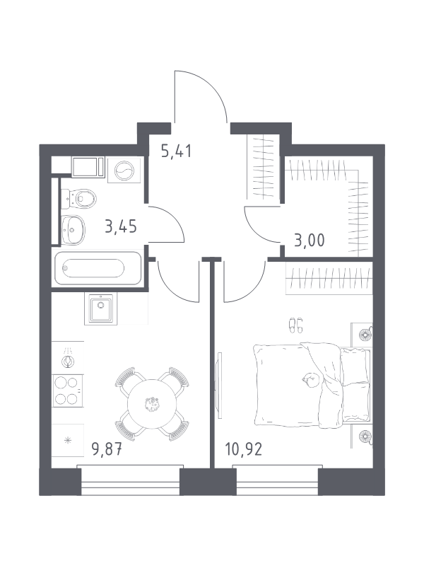 1 ккв 32,7 м²