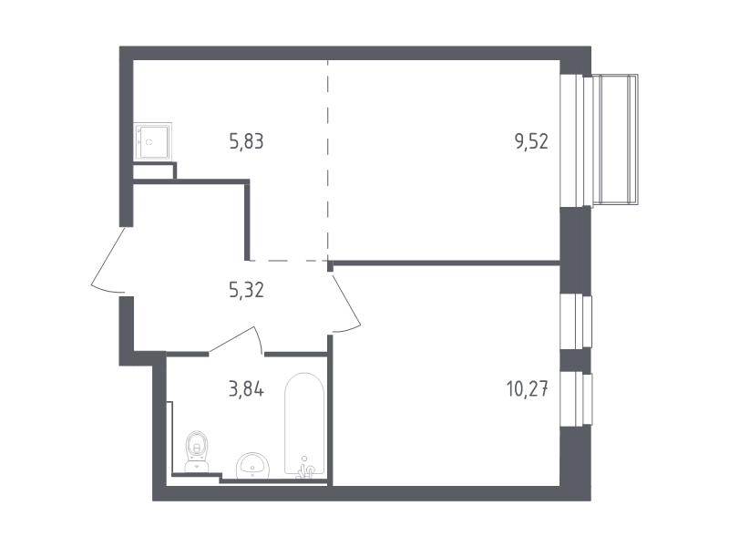 2 ккв (Евро) 34,8 м²