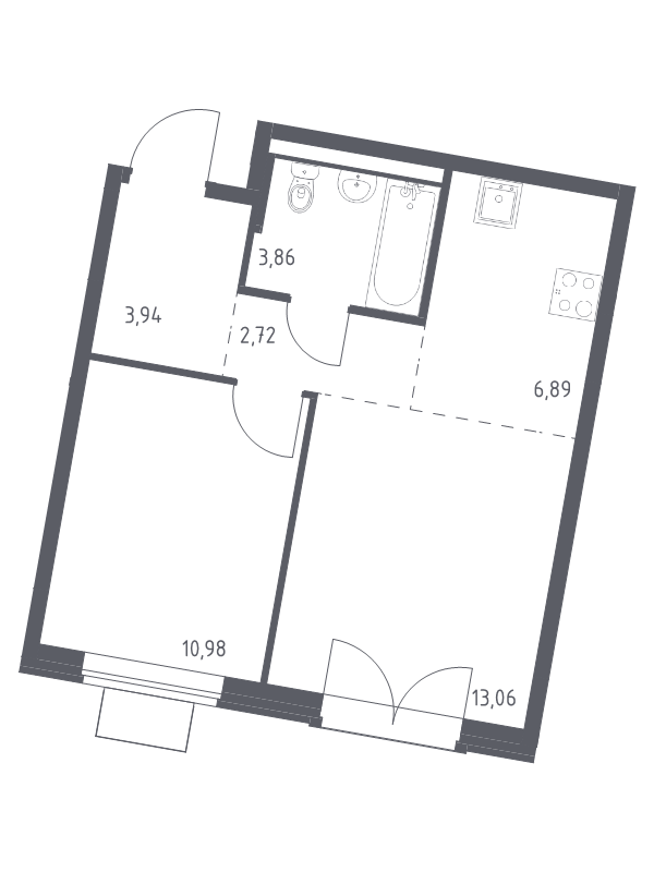 2 ккв (Евро) 41,5 м²