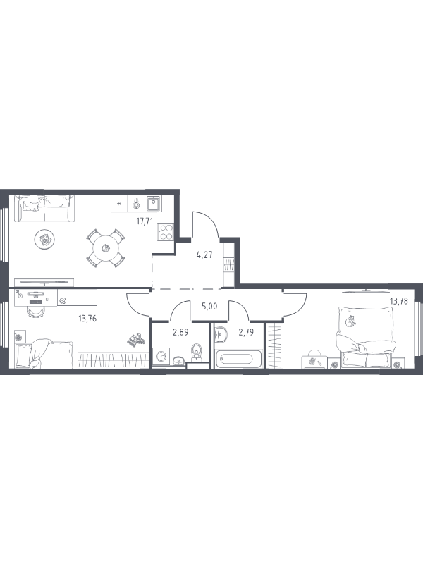 3 ккв (Евро) 60,2 м²