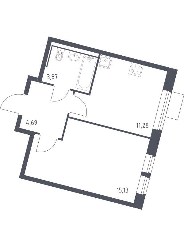 1 ккв 35 м²