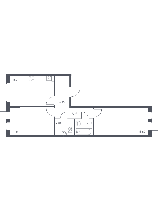 2 ккв 57,5 м²