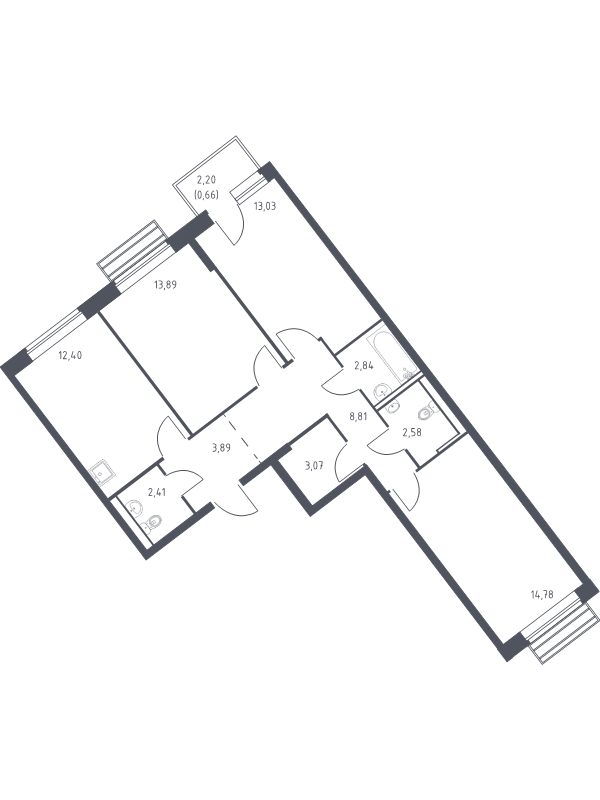 3 ккв 77,3 м²