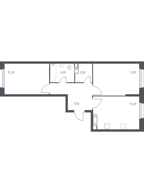 2 ккв 52,9 м²