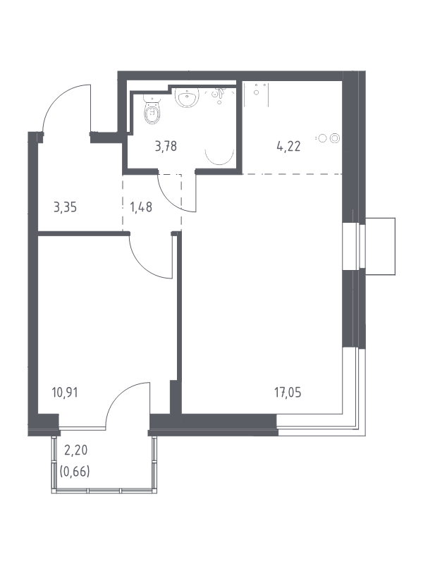 2 ккв (Евро) 41,5 м²