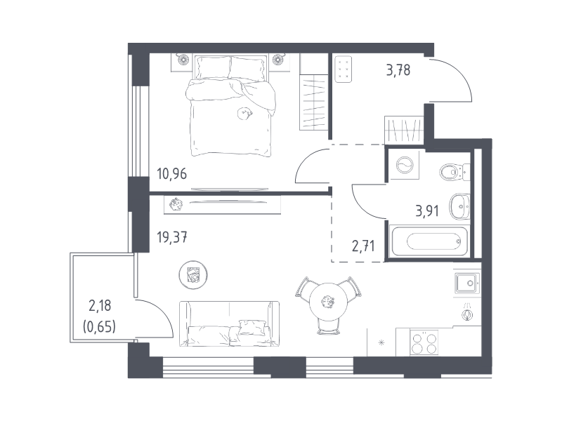 2 ккв (Евро) 41,4 м²