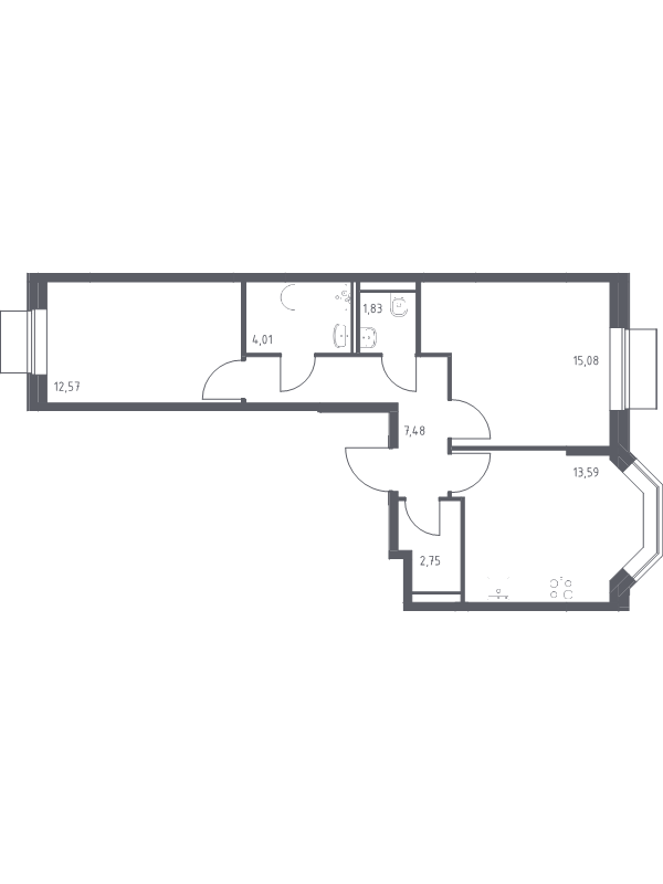 2 ккв 57,3 м²