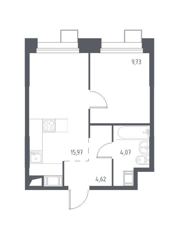 2 ккв (Евро) 34,5 м²