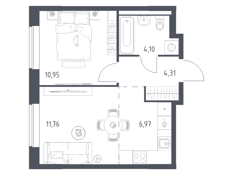 2 ккв (Евро) 38,1 м²
